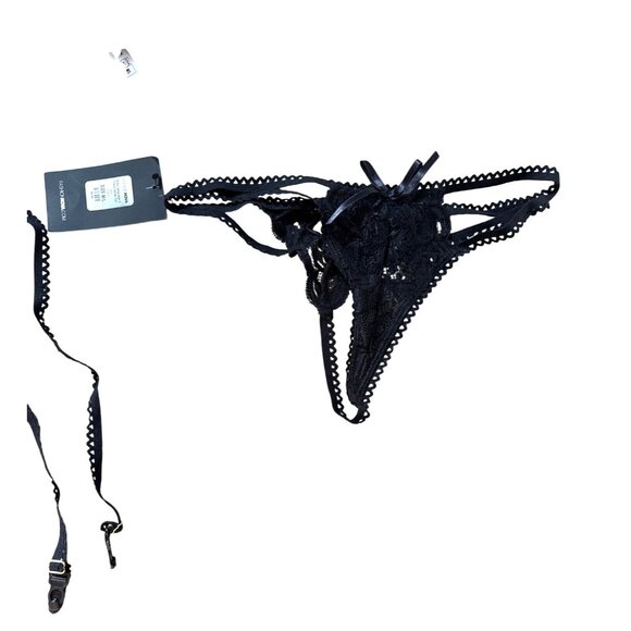 Fashion Nova Black Lace 3-Piece Lingerie Set With Heart Details Includes Bra Tho - Picture 9 of 11